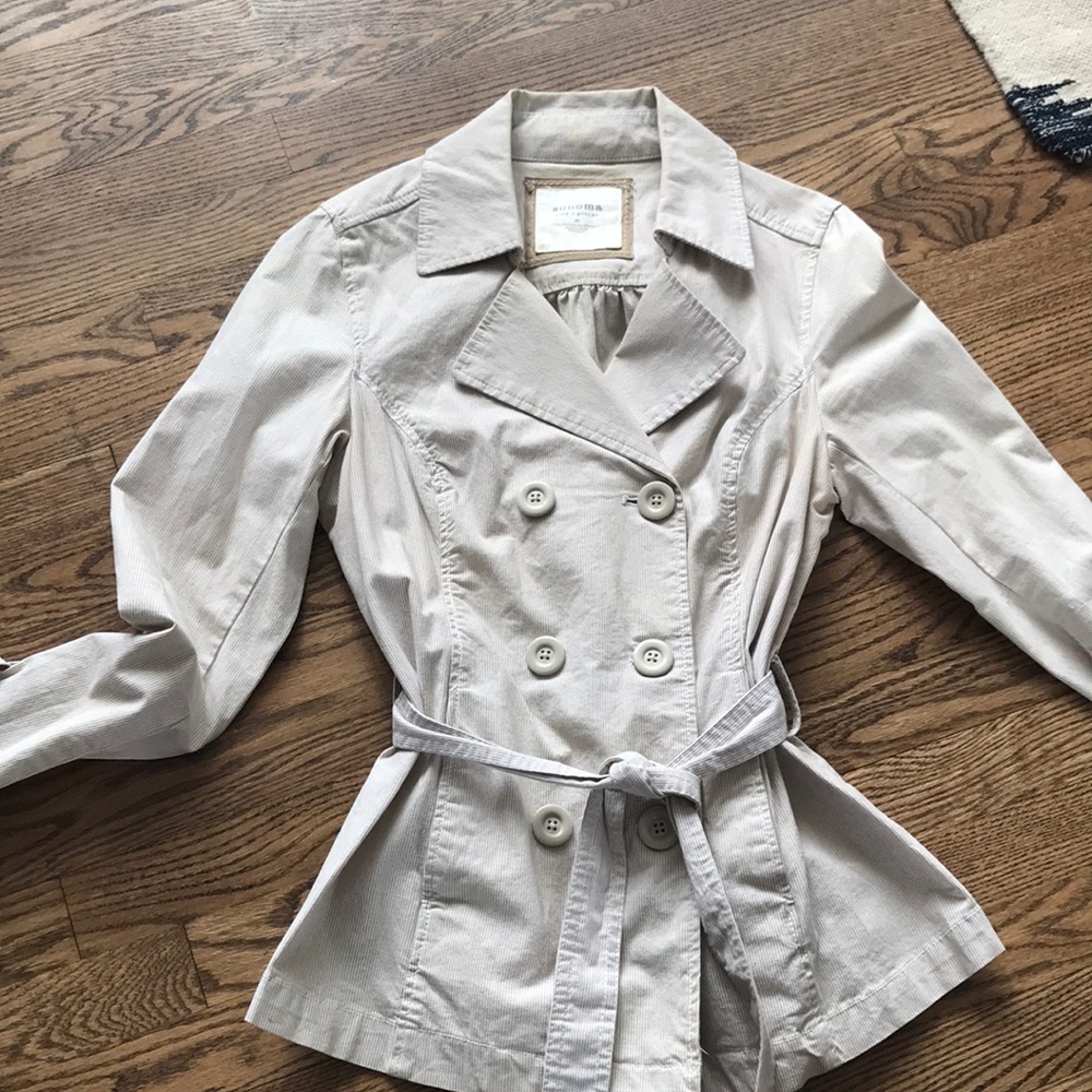Seersucker blazer with belt